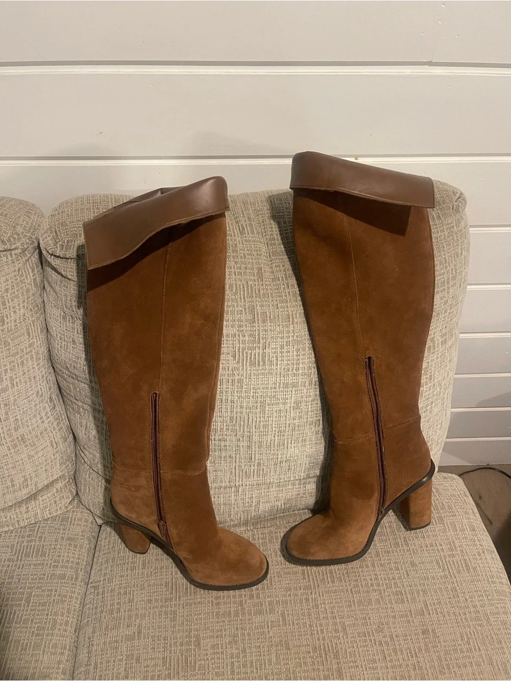 Gianni Bini Brown Over the Knee Suede Block Heel Boots Size 7.5